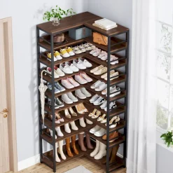 Hot Tribesigns 9-Tier Corner Shoe Rack, Freestanding Shoe Storage Shelf