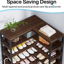 Hot Tribesigns 9-Tier Corner Shoe Rack, Freestanding Shoe Storage Shelf