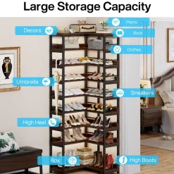 Hot Tribesigns 9-Tier Corner Shoe Rack, Freestanding Shoe Storage Shelf