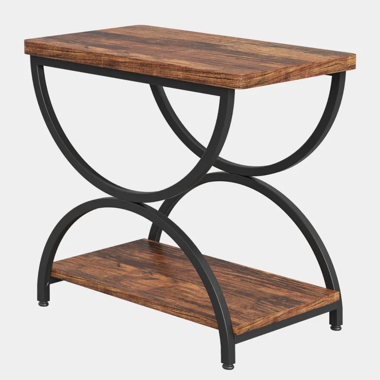 Sale Tribesigns 2-Tier End Table, Rectangular Side Table with Stylish Metal Frame