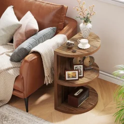 Best Tribesigns 3-Tier Half-Round End Table, Semi-circular Side Table for Living Room