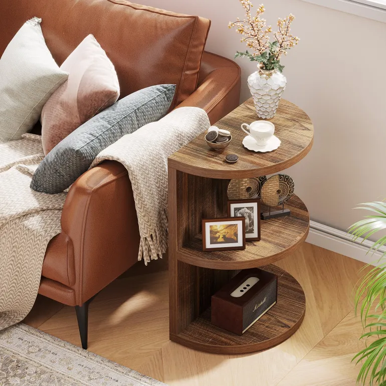 Best Tribesigns 3-Tier Half-Round End Table, Semi-circular Side Table for Living Room