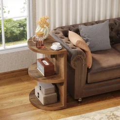 Best Tribesigns 3-Tier Half-Round End Table, Semi-circular Side Table for Living Room