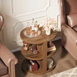 Best Tribesigns 3-Tier Half-Round End Table, Semi-circular Side Table for Living Room