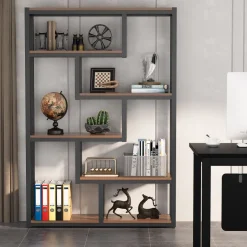 Outlet Tribesigns 5-Tier Industrial Bookshelf, Vintage Etagere Bookcase
