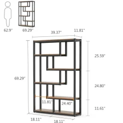 Outlet Tribesigns 5-Tier Industrial Bookshelf, Vintage Etagere Bookcase