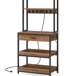 Best Sale Tribesigns 5-Tier Kitchen Baker's Rack with Power Outlets, Drawer & Sliding Shelves