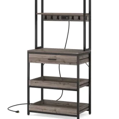 Best Sale Tribesigns 5-Tier Kitchen Baker's Rack with Power Outlets, Drawer & Sliding Shelves