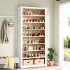 Cheap Tribesigns 8-Tier Shoe Rack, Wooden Freestanding Shoe Storage Cabinet for 32-40 Pairs