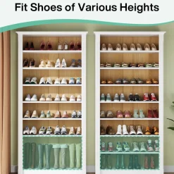 Cheap Tribesigns 8-Tier Shoe Rack, Wooden Freestanding Shoe Storage Cabinet for 32-40 Pairs