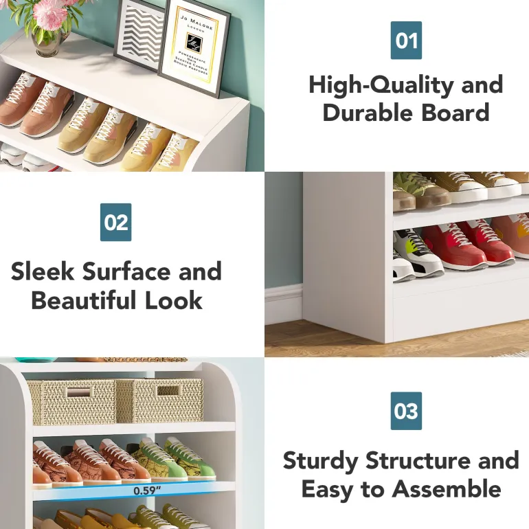 Cheap Tribesigns 8-Tier Shoe Rack, Wooden Shoe Shelf Shoe Storage Cabinet