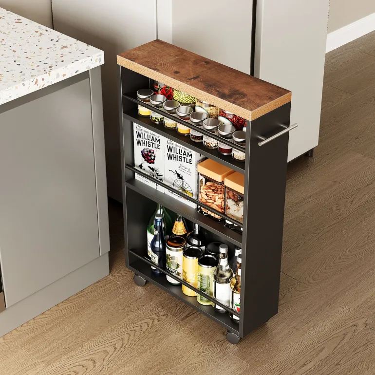Shop Tribesigns 4-Tier Storage Cart, Slim Rolling Narrow Kitchen Cart for Small Place
