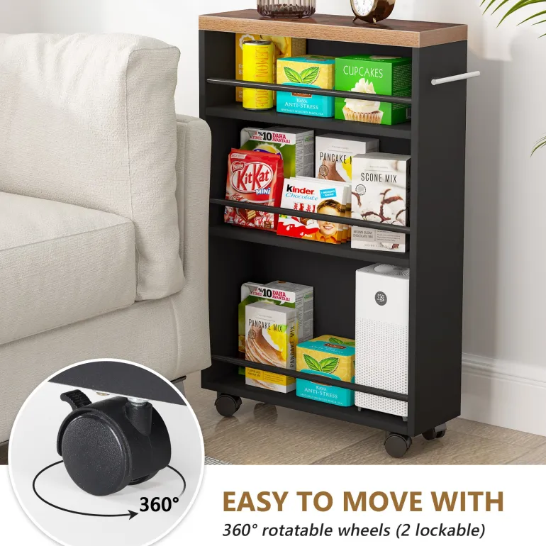 Shop Tribesigns 4-Tier Storage Cart, Slim Rolling Narrow Kitchen Cart for Small Place