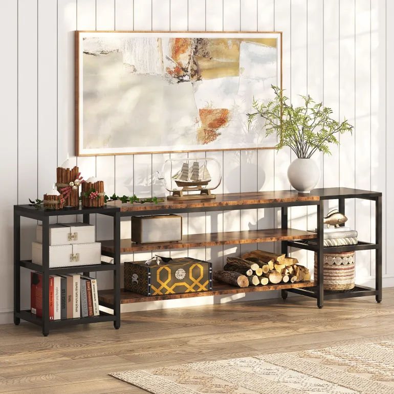 Hot Tribesigns TV Stand, 3-Tier Media Entertainment Center for TV up to 85"