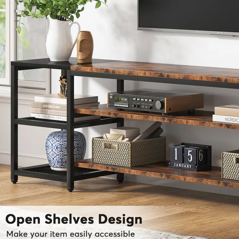 Hot Tribesigns TV Stand, 3-Tier Media Entertainment Center for TV up to 85"