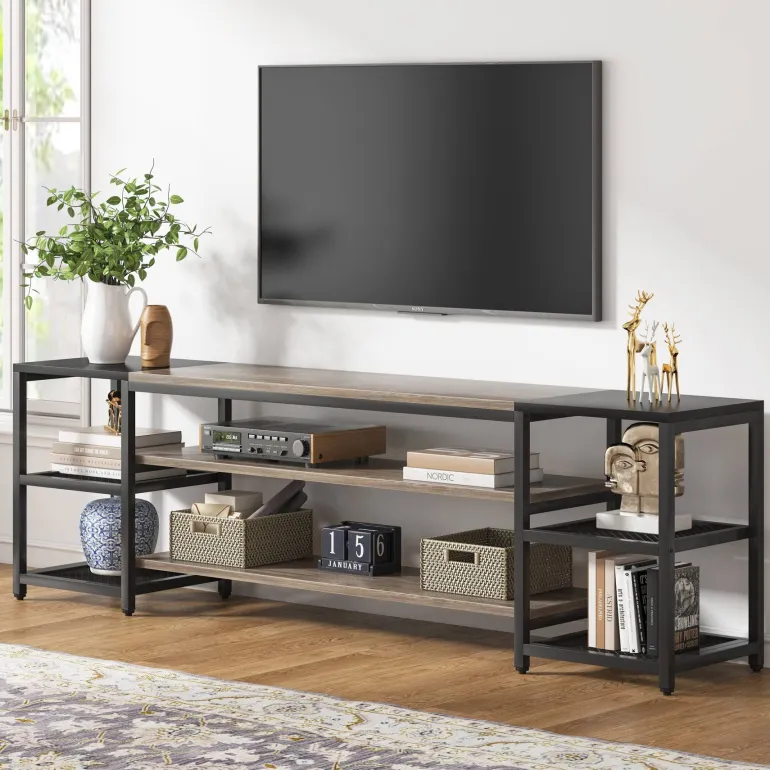 Hot Tribesigns TV Stand, 3-Tier Media Entertainment Center for TV up to 85"