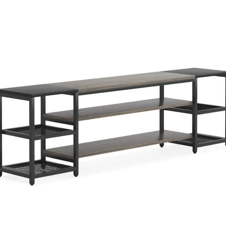 Hot Tribesigns TV Stand, 3-Tier Media Entertainment Center for TV up to 85"