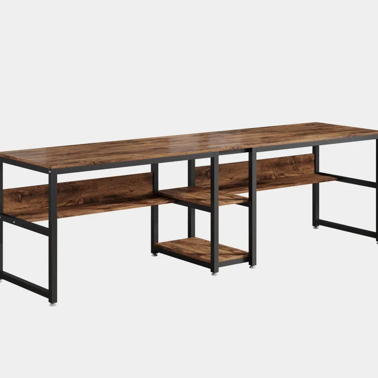 New Tribesigns Two Person Desk, 78.7" Computer Double Desk with Bookshelf