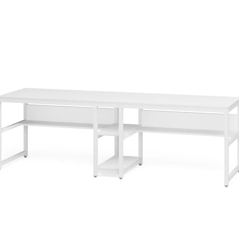 New Tribesigns Two Person Desk, 78.7" Computer Double Desk with Bookshelf