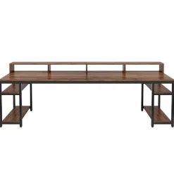 New Tribesigns Two Person Desk, 78.7" Computer Desk With Monitor Stand and 4 Open Shelf