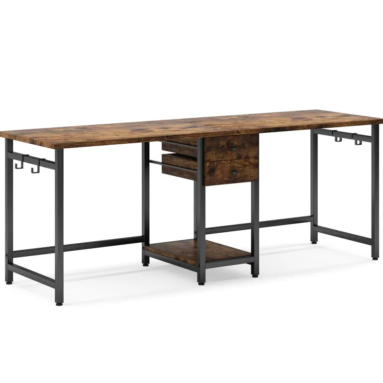 Store Tribesigns Two Person Desk, 78’’ Double Computer Desk with Drawers