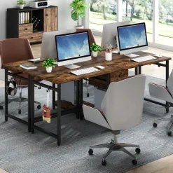 Store Tribesigns Two Person Desk, 78’’ Double Computer Desk with Drawers