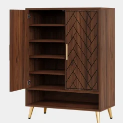 Flash Sale Tribesigns Walnut Shoe Cabinet, 6-Tier Wooden Shoe Organizer with Adjustable Shelves