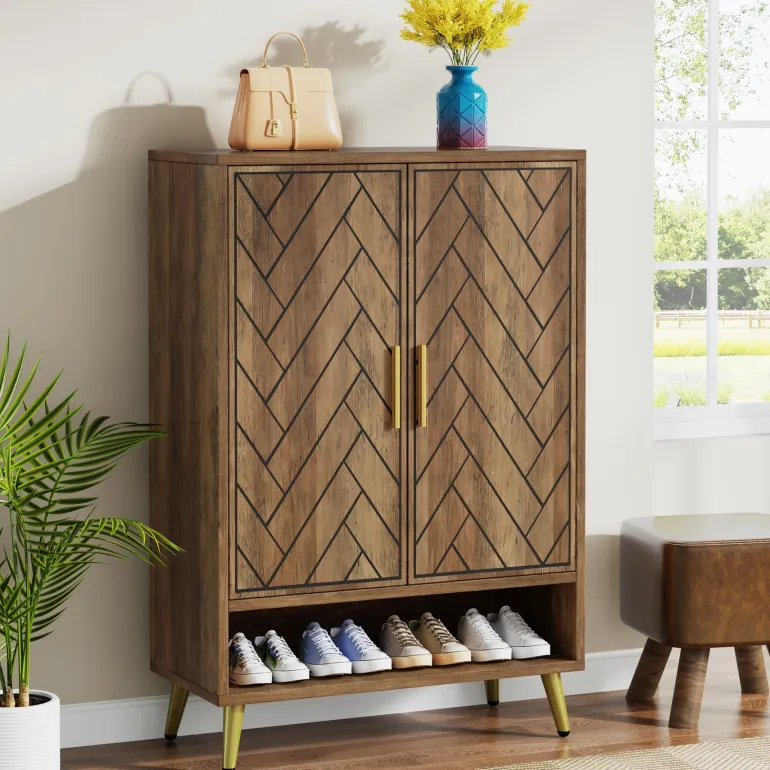 Flash Sale Tribesigns Walnut Shoe Cabinet, 6-Tier Wooden Shoe Organizer with Adjustable Shelves