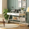 Outlet Tribesigns White Computer Desk, 47" Writing Desk with Storage Shelf & Drawers