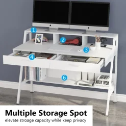 Outlet Tribesigns White Computer Desk, 47