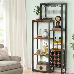 Discount Tribesigns Wine Rack, 5-Tier Freestanding Wine Display Shelf