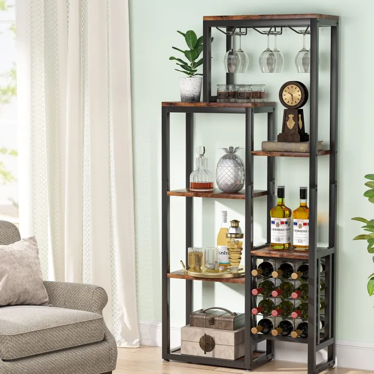 Discount Tribesigns Wine Rack, 5-Tier Freestanding Wine Display Shelf