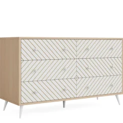 New Tribesigns Wood 6 Drawer Chest, Storage Cabinet Dresser with Metal Legs