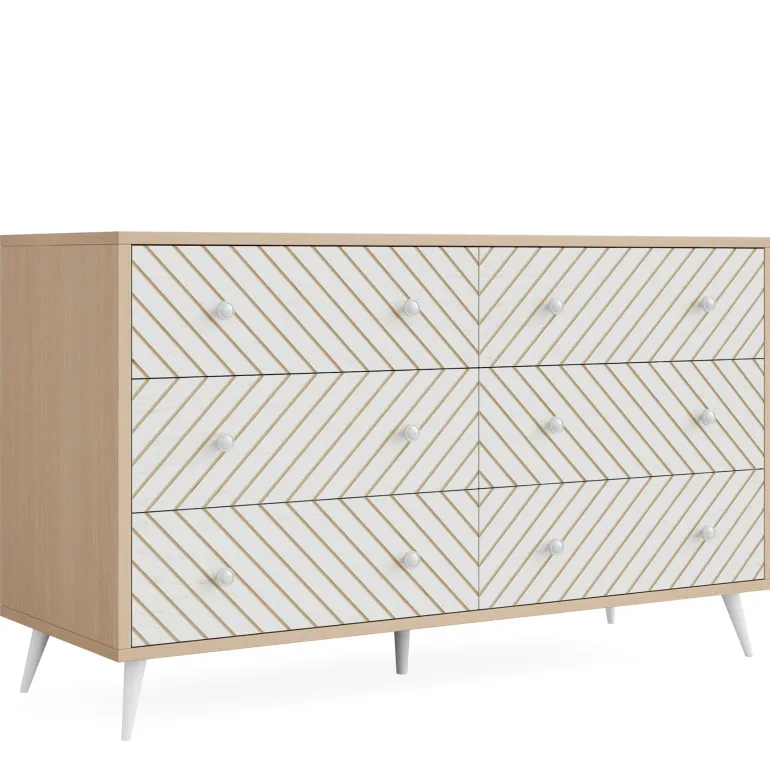 New Tribesigns Wood 6 Drawer Chest, Storage Cabinet Dresser with Metal Legs