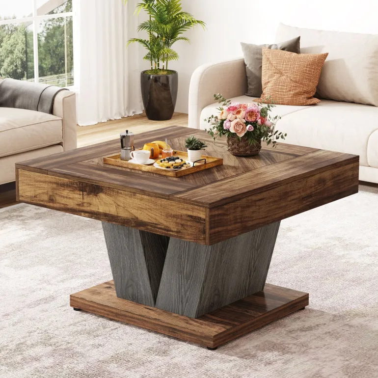 Outlet Tribesigns Wood Coffee Table, 31.5" Modern Center Table Cocktail Tea Table