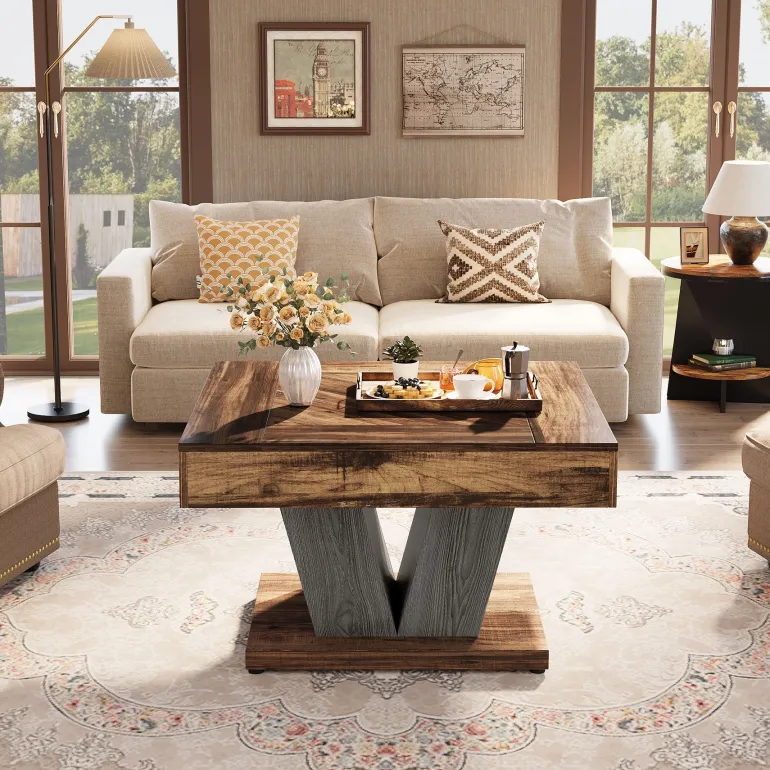 Outlet Tribesigns Wood Coffee Table, 31.5" Modern Center Table Cocktail Tea Table