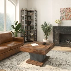 Outlet Tribesigns Wood Coffee Table, 31.5