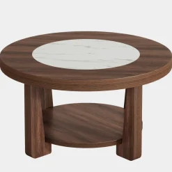 Cheap Tribesigns Wood Coffee Table, Round 2 - Tier Accent Center Table