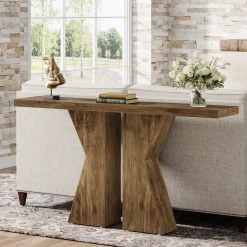 Clearance Tribesigns Wood Console Table, 55" Sofa Table Entryway Table with K - Shaped Frame