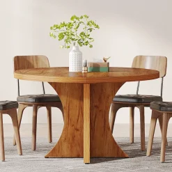 Outlet Tribesigns Wood Dining Table, 47.24 Inches Round Kitchen Table for 4-6