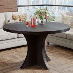 Outlet Tribesigns Wood Dining Table, 47.24 Inches Round Kitchen Table for 4-6
