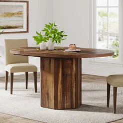 Clearance Tribesigns Wood Dining Table, 55" Kitchen Dinner Table For 4 - 6