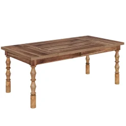 Fashion Tribesigns Wood Dining Table, 62” Large Kitchen Table with Carved Turned Legs for 4-6 People