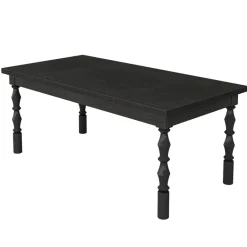 Fashion Tribesigns Wood Dining Table, 62” Large Kitchen Table with Carved Turned Legs for 4-6 People