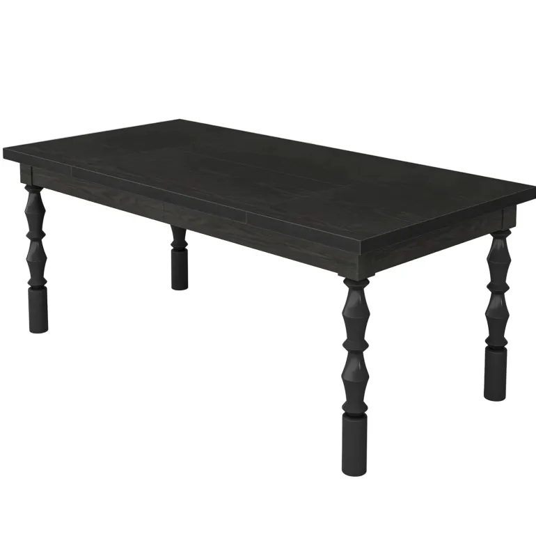 Fashion Tribesigns Wood Dining Table, 62” Large Kitchen Table with Carved Turned Legs for 4-6 People