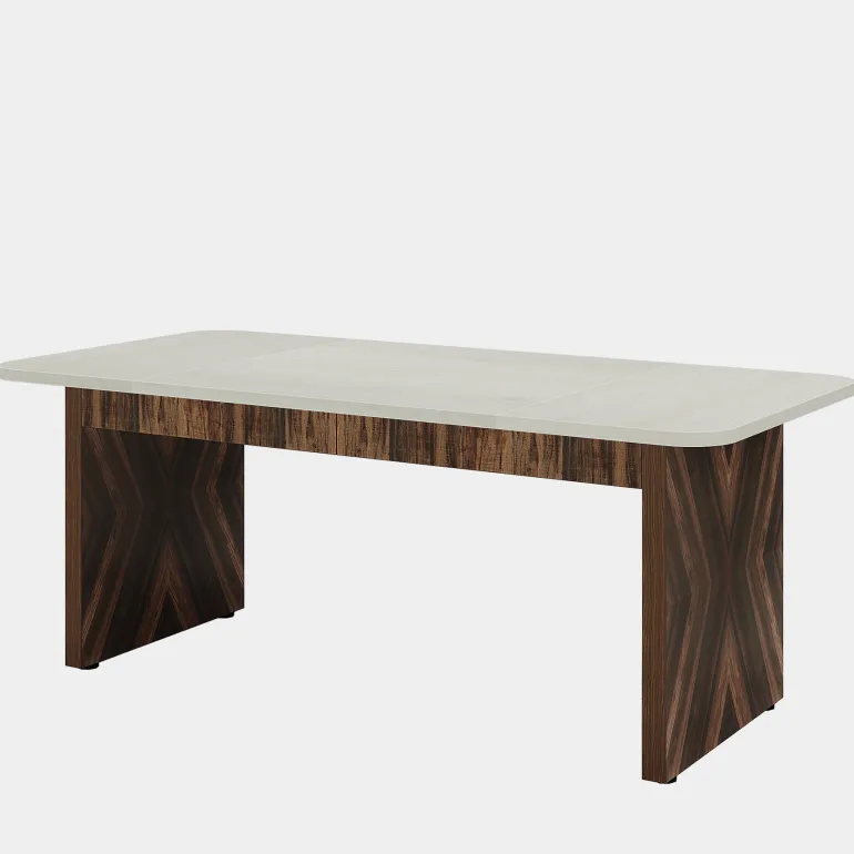 Discount Tribesigns Wood Dining Table, 70" Rectangle Kitchen Table for 6 People