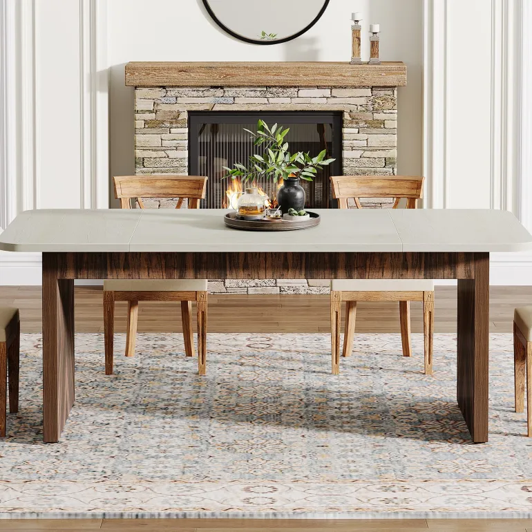 Discount Tribesigns Wood Dining Table, 70" Rectangle Kitchen Table for 6 People