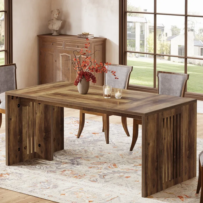 Discount Tribesigns Wood Dining Table, 63" Rectangular Kitchen Dinner Table for 4 - 6