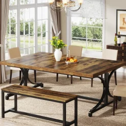 Best Tribesigns Wood Dining Table, 62.4
