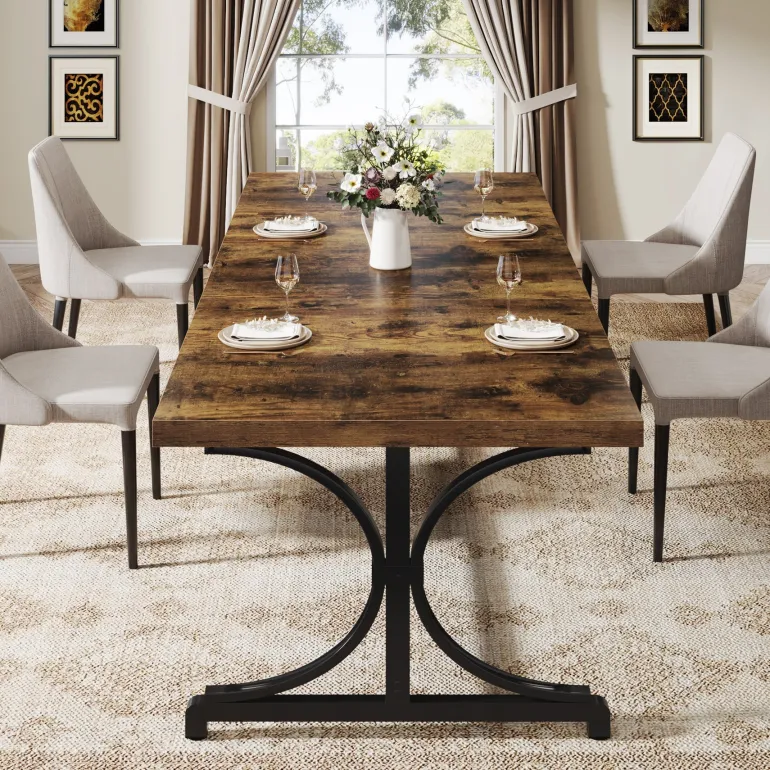 Best Tribesigns Wood Dining Table, 62.4" Sturdy Kitchen Table for Kitchen, Living Room